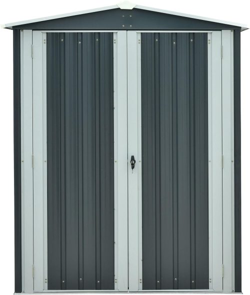 ZIZE Bikes - Hanover Galvanized Steel Bicycle Storage Shed with Slope Roof and Twist Lock and Key in Dark Gray, Stores up to 4 Bikes