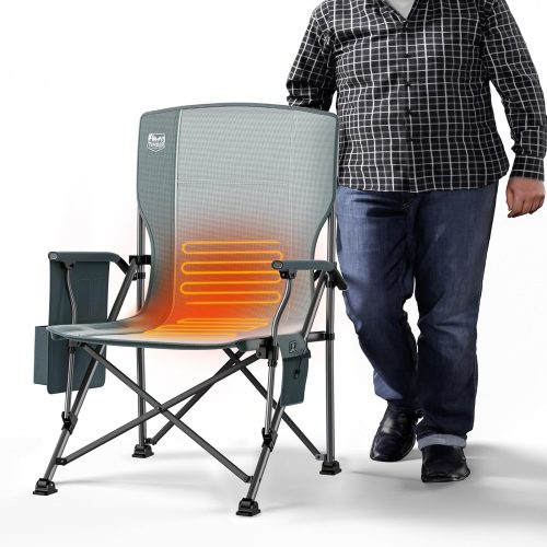 ZIZE Bikes - TIMBER RIDGE Oversized Folding Camping Chair High Back Heavy Duty for Adults Support up to 500lbs with Cup Holder, Side Pocket Cooler Bag