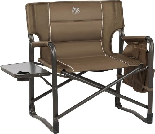 ZIZE Bikes - TIMBER RIDGE XXL Upgraded Oversized Directors Chairs with Foldable Side Table, Detachable Side Pocket, Heavy Duty Folding Camping Chair up to 600 Lbs Weight Capacity (Gray) Ideal Gift