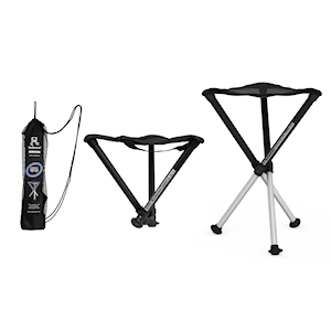 ZIZE Bikes - Walkstool - Comfort Model - Black and Silver - 3 Legged Folding Stool in Aluminium - Height 18" to 30" - Maximum Load 440 to 550 Lbs - Made in Sweden