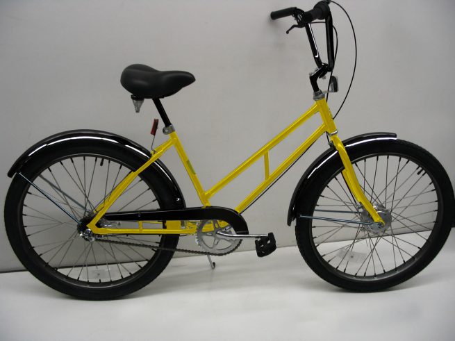 Supersized Newsgirl with High Rise Handlebars yellow bike