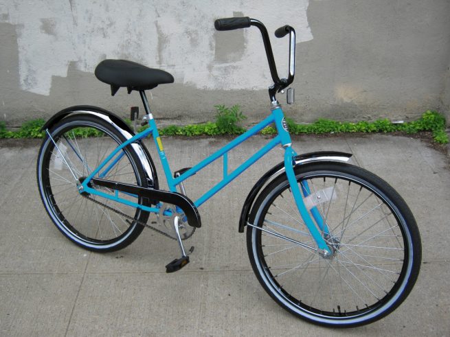 Supersized Newsgirl with High Rise Handlebars blue bike