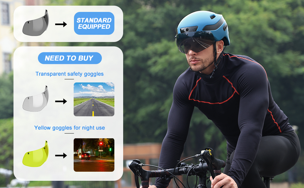 Adult bicycle helmet with goggles