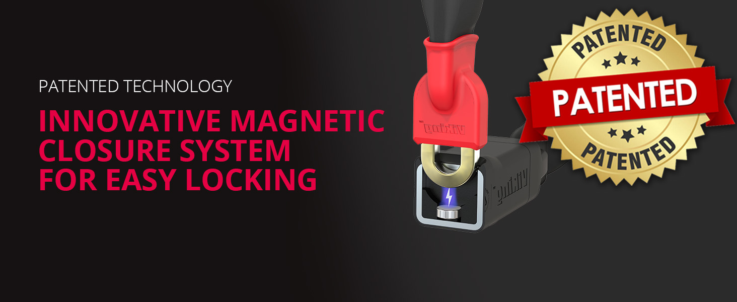 Patented Magnetic Closure for Easy Locking, heavy duty bike chain lock anti theft Seatylock Viking
