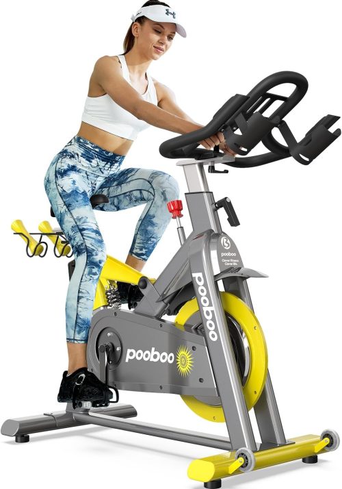 ZIZE Bikes - Afully Exercise Bike - Commercial Stationary Bike with 50Lbs Heavy-duty Flywheel, 550LBS High Weight Capacity, Belt Drive Silent Indoor Cycling Bike with Comfortable Seat Cushion for Commercial or Home Use